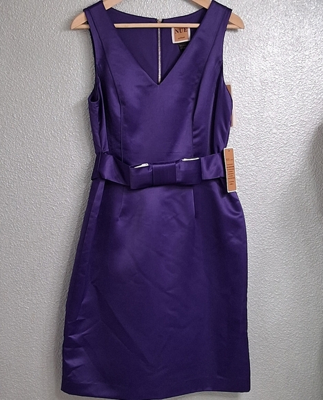 NWT Nue By Designer Shani Plum Satin Sleeveless Formal Dress  Size 10 - Picture 8 of 16